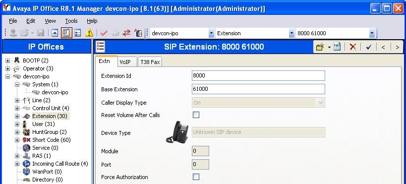 Administer SIP Extension/User for Komutel CCS From the configuration tree in the left pane, right-click on Extension and select New SIP