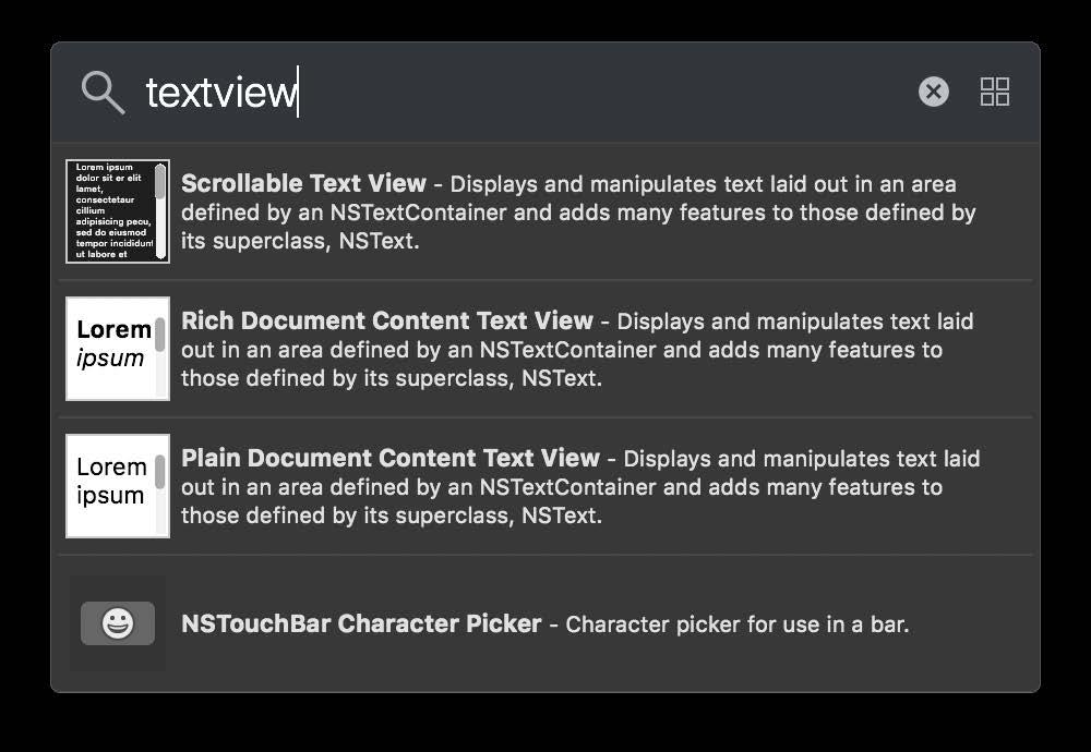 NSTextView New factory methods: open class func fieldeditor() -> Self open class func scrollabletextview() -> NSScrollView open