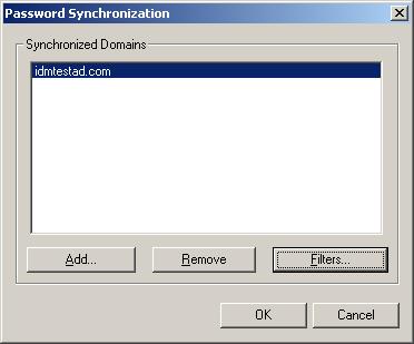 8 Select the name of the domain you want to participate in password synchronization from the list, then click Filters.