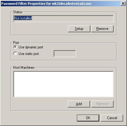 After you complete the configuration, you are not shown this prompt again unless you remove the password filter by using the Remove button in the Password Filter Properties dialog box.