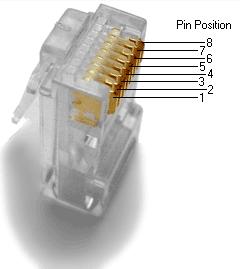 assignments of the wires in a telephone cable. (A common LAN cable is available.