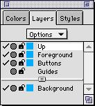 Notice the normal state of the button (when the cursor is away from the buttons). The normal state of the buttons is the Up state. When the cursor is over a button, the button changes color.