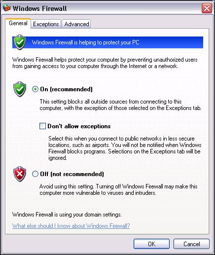 6-2 Section 6: Required configurations for Legal Option Pack Legal Option Pack installation and configuration guide Creating exceptions in the Windows firewall configuration (Windows XP SP2 or later)