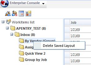 Right click on the view name to delete it: Creating Views This example creates a view using the filter to select a specific Job #, sorting by Vendor Name within job and removing some columns.