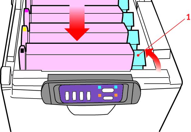 spring on the drum unit, then lower the right end onto the image drum (2). 10.