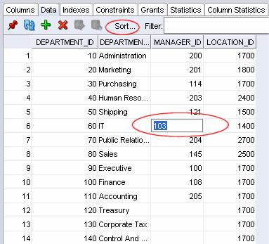 Querying and Updating Data Browse table grid