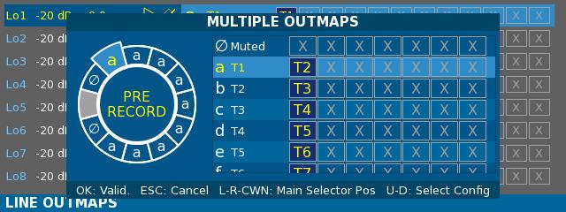by the warning text at the left of the window. You can change to the previous or next Outmap by turning the Left Crown. i. Name Each Outmaps can be named (max: 12 characters).