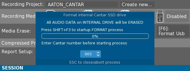 NB: In order to prevent mistakes, formatting the internal Drive is protected by the need to enter the Cantar number with the Up and Down buttons. Pict. 97 4.