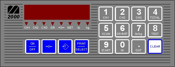 HIGH SPEED DIGITAL WEIGHT INDICATORS KEYPAD & KEY FUNCTIONS ON / OFF KEY NUMERIC KEYS Powers-up the M2000. The key must be pressed and held for 1 second to turn the M2000 off.