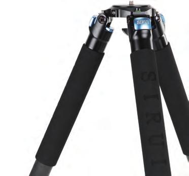 The metal spikes show their strength on soft, uneven ground. The tripod is equipped for all terrains. 1 0x CARBON Guaranteed SIRUI Quality Model Material Sections ø Tube min.