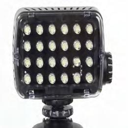 number of Manfrotto supports via its standard 1/4 thread The ML240 s 24 LEDs emit continuous light at a constant temperature of 5600 K (daylight), with an illuminance of 220 LUX at a distance of 1m