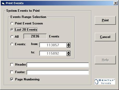 The Print Events dialog will appear. 3.