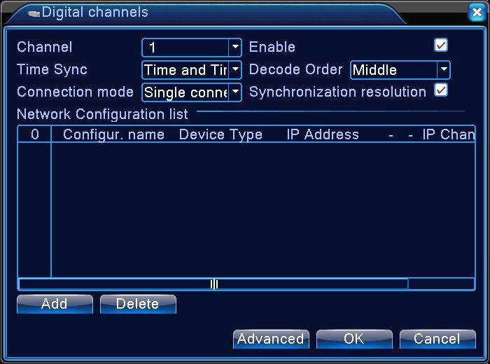 c. click Digital channels : Channel: Select the channel of the ONVIF IPC camera you want to install. Enable: Select Enable to allow viewing.