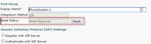 Navigate back to Telephony integration > Port group > Port Group Basics configuration page and reset your newly added Port group. 1.