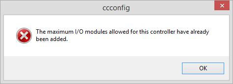 If you attempt to add more modules than the CBX can support, an error message will be displayed: When the correct number of FLX modules