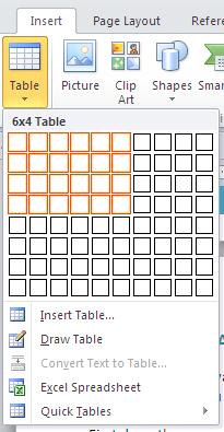 APPLY A RANGE OF TABLE FEATURES INCLUDING: 1. CREATING TABLES There are several ways of creating tables in Microsoft Word.