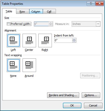 Row height The row height can be adjusted by using Properties in the Table group on the Layout tab. 1. Click in any cell in row one. Hold down the Shift key and click any cell in row four. 2.