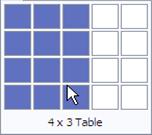 You can use the Insert Table icon on the toolbar.