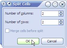 Exercise 2. Merging and Splitting Cells Sometimes you may want a table that doesn t have the same number of spaces (cells) in each row or column.