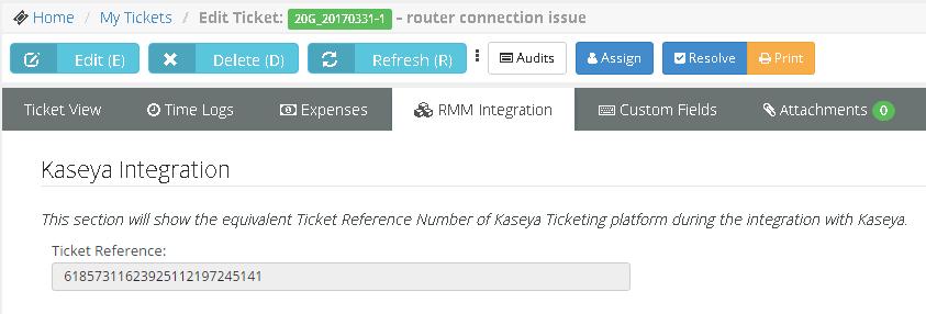 RMM Integration Settings - Kaseya v2 - Upgrade The Status column in the Sync Transaction Log displays the Vorex ticket number created. 6.