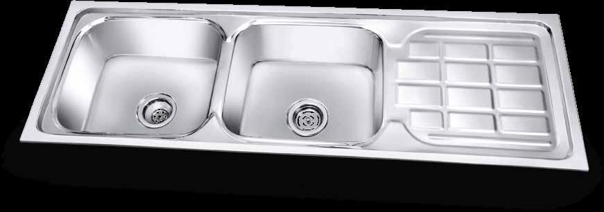 Indus Double Bowl with Drain Board Finishes Available: High Gloss & Matt Model Code 2131 54 X