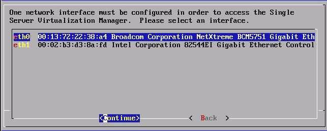 Step 5. Select which Ethernet interface you will use to manage the product, as shown on this screen. Step 6.