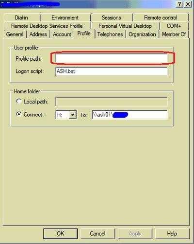 3. Clear the old Roaming Profile path from user account properties Verify the operation