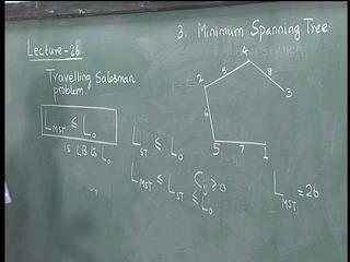 minimum is 8. 5 to 3 is 9; minimum continues to be at 8 and 1 to 3 is 8. We could either do 4 to 3 or 1 to 3. Let us say we do 4 to 3 with 8. This is a minimum spanning tree associated with this.