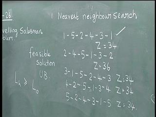 (Refer Slide Time: 06:50) The first heuristics that we will describe is called the nearest neighbour search. Let us provide a quick solution to the Travelling Salesman Problem.
