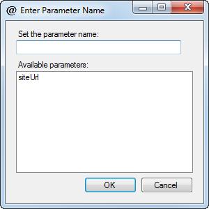 By clicking on the Parameter item, it displays a form for either selecting an existing