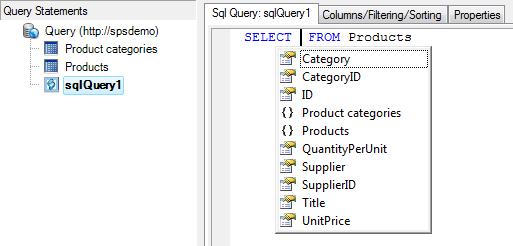 intellisense support: No statement is selected, the