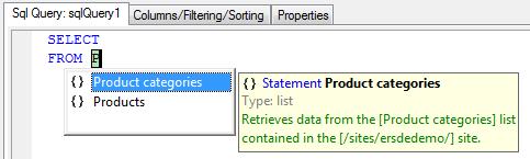 with a FROM clause that selects a single statement: By validating (with the Tab key), the snippet is inserted: Available statements are