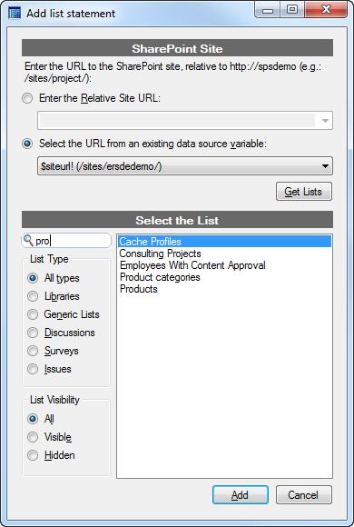 For more information, see the Using data source variables chapter inside the Enesys SharePoint Query Designer manual.