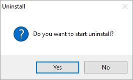 4. Click Yes. Uninstallation will start. When the uninstallation procedure is completed, a message will appear. 5.