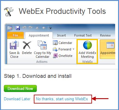 Figure 3 WebEx Productivity Tool Schedule Meetings With WebEx, you can schedule and start meetings easily. The Schedule button lets you schedule a meeting in advance. To schedule a meeting 1.