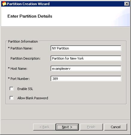 Corporate Mode Integration 2. In the Partition Creation Wizard, type the following details.