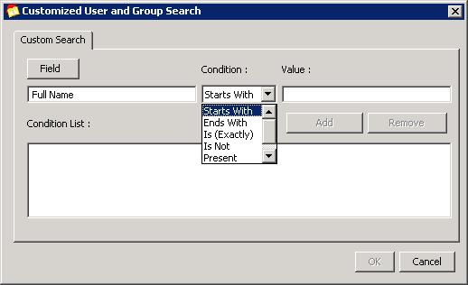 Chapter 4: Data Migration 8. Select any of the search criteria mentioned in the previous step.