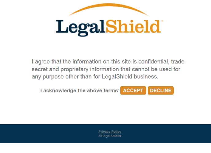 Terms of Service Upon initial login, each new user account will agree to LegalShield s terms of service before entering the