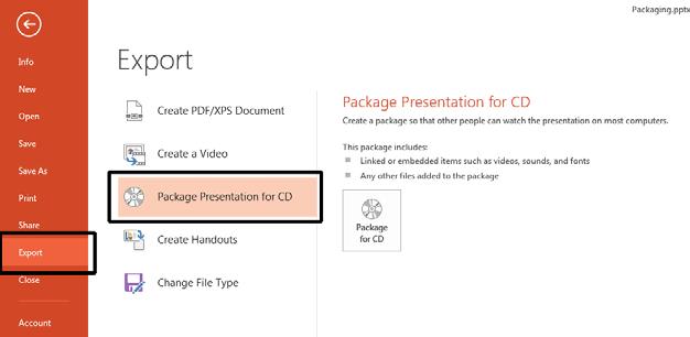 You should be able to watch the video. Then close any open programs before continuing. Packing a presentation for a CD Open a presentation called Packaging.