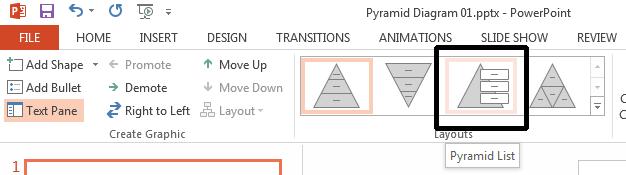PowerPoint 2013 Advanced Page 45 Changing the pyramid shape layout You can easily change the layout of