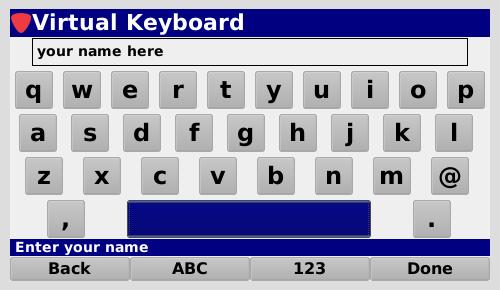 The Virtual Keyboard will be displayed as shown in the image to the right. Use the Virtual Keyboard to enter your tech ID.