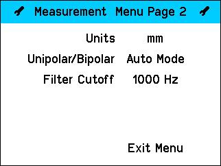 6.0 Operating Screen (cont.) 6.6 Measurement Menu Page 2 Use to move the cursor around the screen. Use to select options. mm.