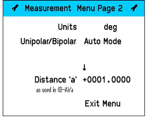 6.0 Operating Screen (cont.) 6.7 Measurement (Angle) Menu Page 2 Use to move the cursor around the screen. Use to select options.