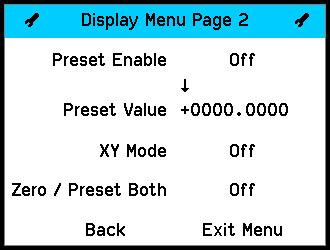 6.0 Operating Screen (cont.) 6.12 Display Menu - Screen 2 Use to move the cursor around the screen. Use to select options.
