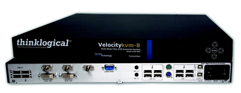 Velocitykvm Powered by MRTS Technology KVM Extension System - 8 One Dual-Link DVI Display Extension Options Include: USB 1.1 USB 1.1 with Ethernet Network Extension USB 1.1 and USB 2.0 USB 1.