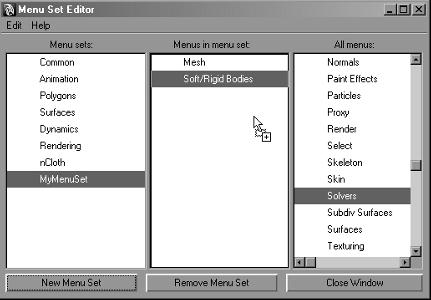 the main maya windows 29 Figure 1.22 You can create your own menu sets or edit existing ones. The Main Maya Windows Maya has a few important windows in which you will be working frequently.