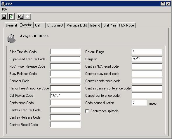 in the PBX Properties > Transfer tab from the Office-LinX Admin Console