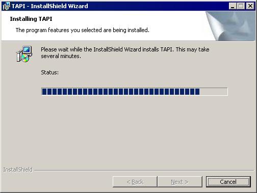 4 TAPI Installation 5. The wizard will begin copying files. 6.