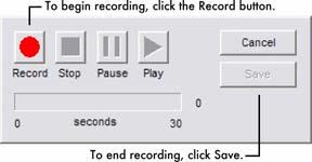 Record a sound Inspiration Quick Start Tutorial 37 You can also annotate diagrams and outlines with recorded comments.