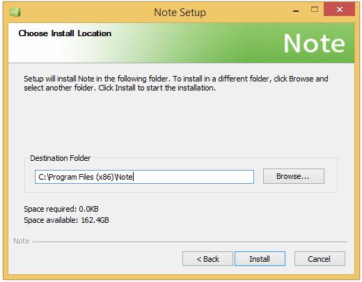 Figure 2-2-2 Choose install location Browse to